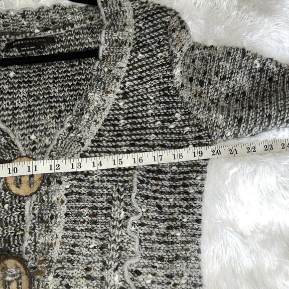 BCBGMaxazria Long Cardigan Sweater LARGE Two Button Gray Textured Alpaca Mohair - Picture 7 of 12